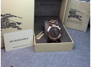 Gorgeous Brand New $695 BURBERRY Mens / Unisex Swiss Made Watch - Rose Goldtone - Box / Booklet - INCREDIBLE !