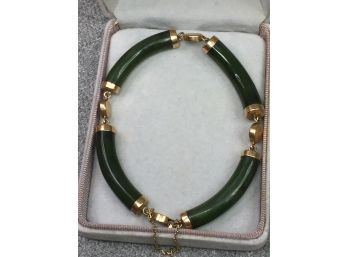 Absolutely Fabulous Antique Jade & 14k Gold Bracelet - Estate Piece - Purchased 60 Years Ago In NYC