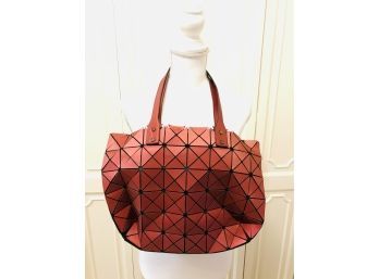 Red Geometric Prism Bucket Bag