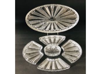 Multi Compartment Pressed Glass Serving Pieces
