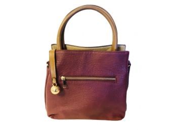 Brown Leather Handbag With Brass Hardware