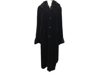 Stunning Reversible Long Black Mink Coat, Size Small