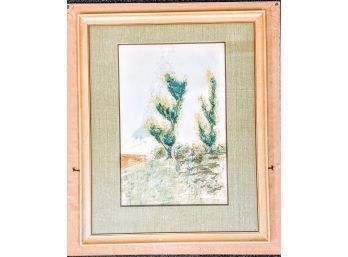 Pretty Cyprus Trees Water Color Unsigned
