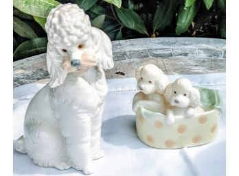 2 Adorable  Poodle Lladro Figurines, Made In Spain