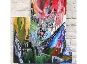 Cool Underworld Multi Color Painting On Canvas And Wood Framing