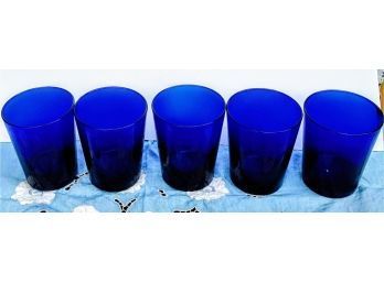 Set Of 5 Smaller Cobalt Blue Glasses