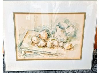 Beautiful French Still Life 'Sovenir D'Aix'  Water Color By P. Nixon
