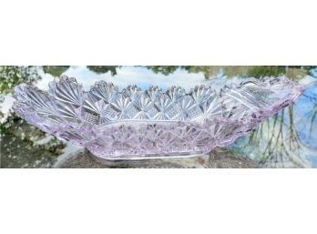 Pretty And Special Lavender Antique Cut Crystal, Glass Candy Dish - Fabulous Hue!