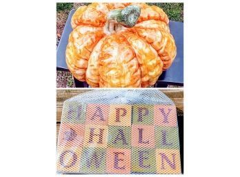 Adorable Ceramic Pumpkin Soup Terrine And 'Happy Halloween Blocks'