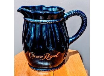 Cobalt Blue' Crown Royal'  Pitcher Very Heavy Ceramic With Pretty Rope Design