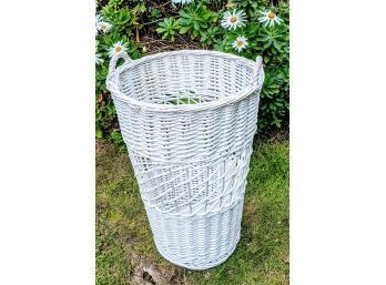 White Wicker Laundry Basket With Handles
