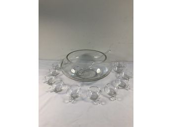 Mid Century Punch Bowl & 12 Cups & Ladle