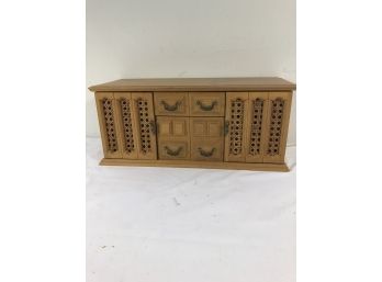8 Drawer Blonde Mahogany Wood Jewelry Box