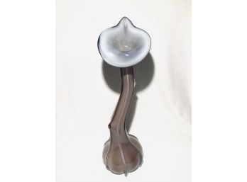 Foreboding Jack In The Pulpit Style Art Glass Vase With Crooked Jagged Stem