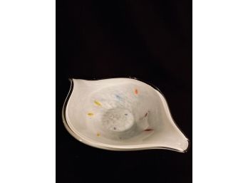 Stunning White Art Glass Murano Millefiori Style Console Bowl