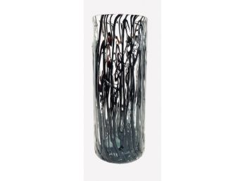 End Of Days Black Drip Over Clear Cylinder Vase
