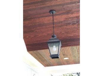 A Set Of Outdoor Lantern Lighting In Black - Porch Pendant And 7 Sconces