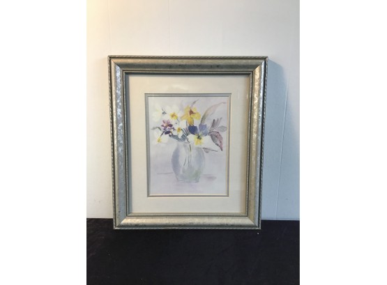 Silver Colored Framed Art Of A Glass Vase Full Of White And Yellow Flowers From Khols
