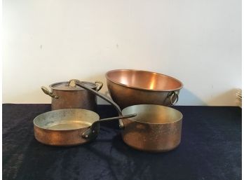 Copper Pot And Bowl Lot