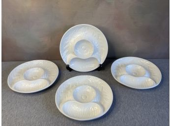 White Sectioned Serving Plates Lot Of 4