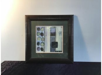 Black Framed Square Art Of Abstract Greens Circles And Squares