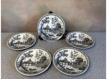 Spode Black And White Dish Lot Of 5