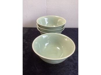 Light Green With Fish Designed Bowl Set Of 4