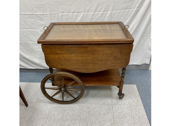 Vintage Tea Cart With Removable Glass Tray