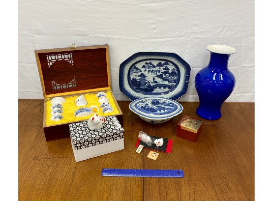 Asian Items Including Antique Chinese Export Canton And Fine Lacquerware