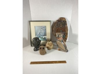 Collection Owl Related Items Including Chinese And Folky Nail Art