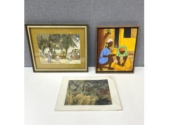 Artwork Including  H Bottex ( Haiti Circa 1972 ) And Jim Walker  ( Barbados 20th Century)