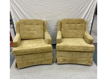 Pair Mid Century Upholstered Club Chairs