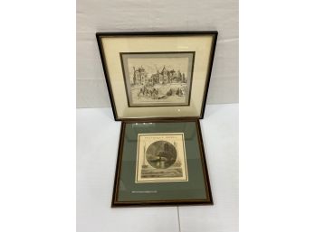 Two Vintage Poughkeepsie , NY Prints Including Vassar Hospital And Foundries At Night