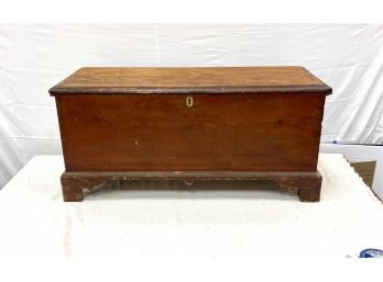 Diminutive Antique Blanket Chest OldRed Surface And Hand Dovetailed