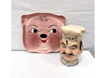 Vintage McCoy Cookie Jar And DeForest California Pottery  Tray