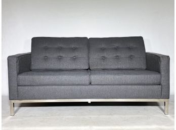 A Modern Loveseat In Linen And Chrome By Modway