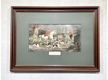 A Large 19th Century English Hunt Themed Lithograph, 'Throwing In'
