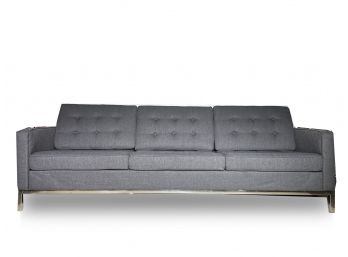 A Modern Linen And Chrome Sofa By Modway