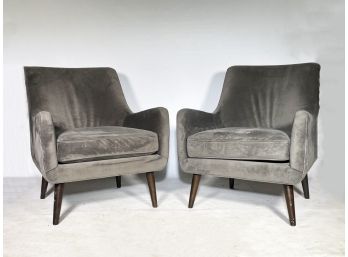 A Pair Of Modern Armchairs In Plush Velvet By Room And Board