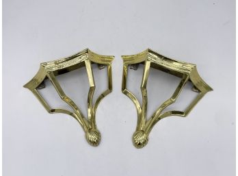 A Pair Of Vintage Brass Wall Shelves