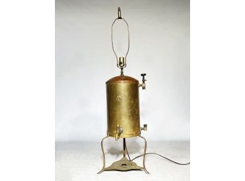 A Fabulous Antique Brass And Copper Whiskey Still Lamp
