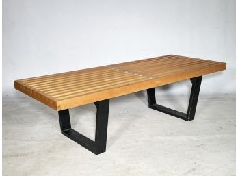 A Nelson Platform Bench In Slatted Maple By Herman Miller