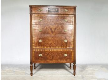 A Vintage Inlaid Veneer Chest Of Drawers By Sligh Furniture