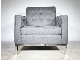 A Modern Armchair In Linen And Chrome By Modway