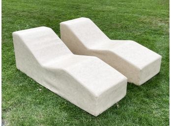 A Pair Of Vintage 1980's Vinyl Covered Lounge Chairs