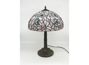 A Vintage Tiffany Style Stained Glass Lamp