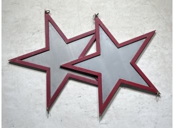 A Pair Of Large Vintage Tin And Wood Decorative Stars