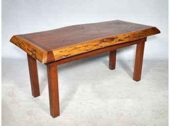 A Large Natural Edge Rustic Wood Bench Or Coffee Table