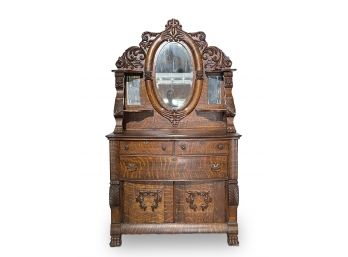 A Victorian Carved Oak Buffet And Hutch Top From The Reliable Furniture Company, Baltimore