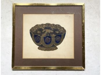 A Framed Porcelain Themed Print 'Bruges Bowl C. 1630'